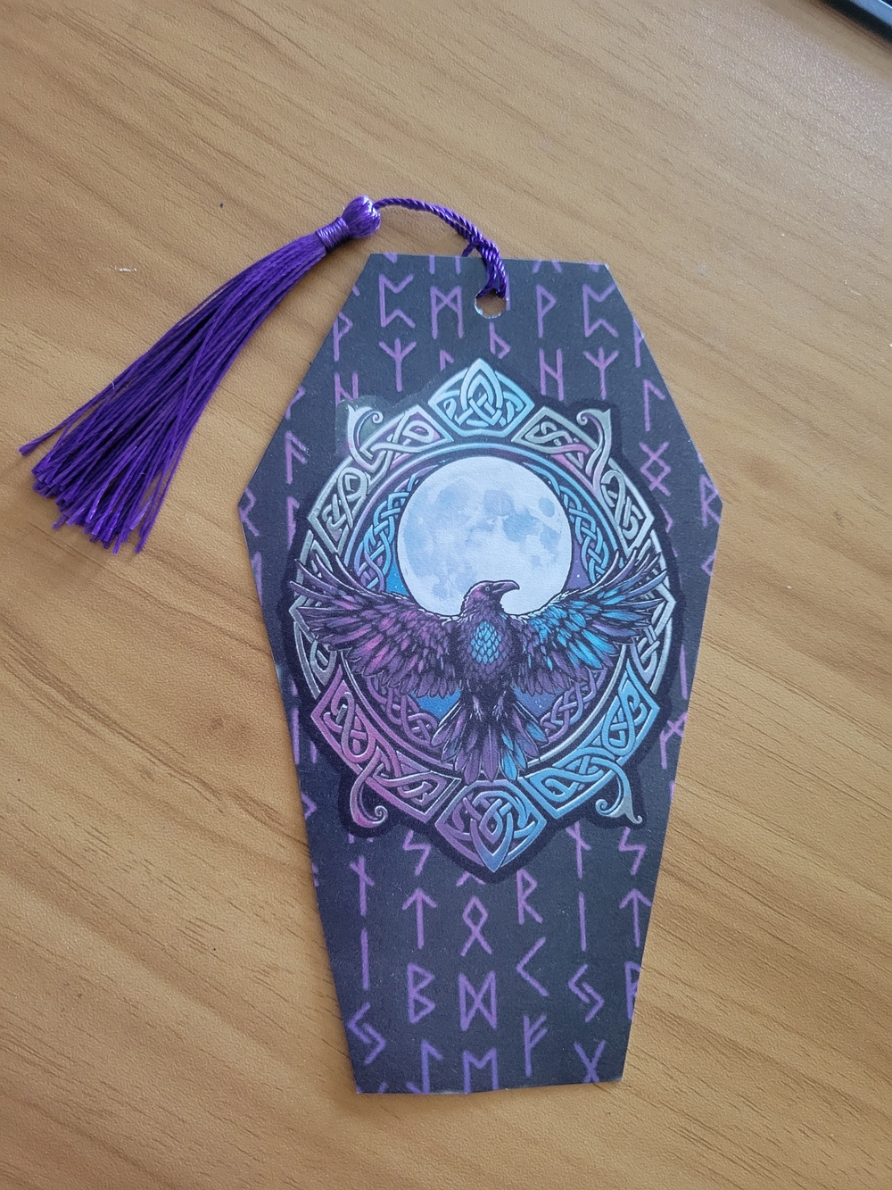 🖤NEW🖤 Mystical Raven Coffin Tag with Tassel - Purple & Teal